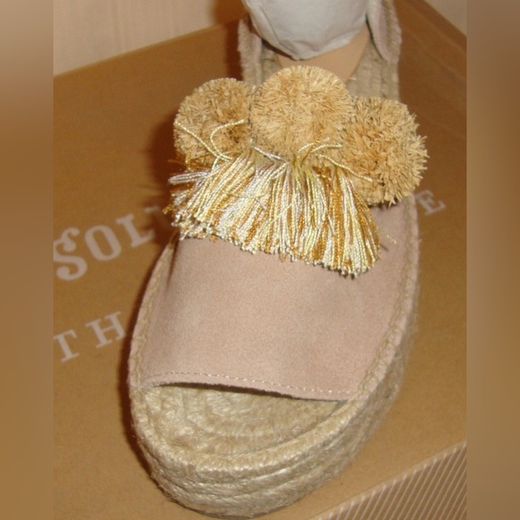 Soludos X Anthropologie Tan Espadrille Wedges - Picture 2 of 7